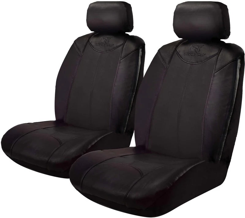 Custom Made Leather Look Black Car Seat Covers Suits Nissan Navara D22 Dual Cab 04/1997-5/2015 Front + Rear
