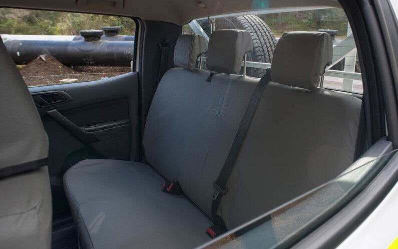 Black Duck Canvas Console & Seat Covers Suits Ford F150 Dual Cab Ute 2023-On Grey