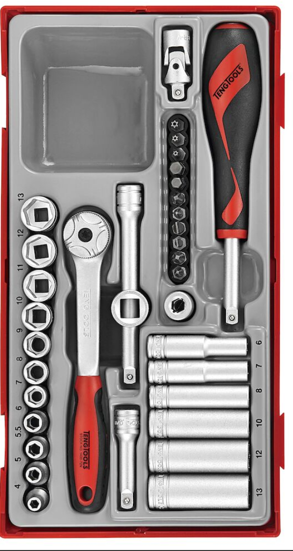 Teng Tools 35 Piece 1/4 inch Drive Metric Socket Set TT1435