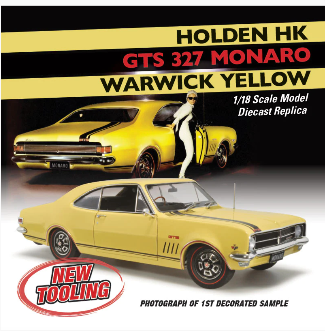 1:18 Classic Carlectables Holden HK GTS 327 Monaro Warwick Yellow 18803