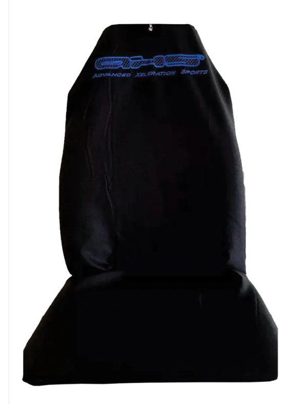 Original Embroidered AXS Front Seat Cover - Fluoro Blue on Black Single AXSBLUBLA