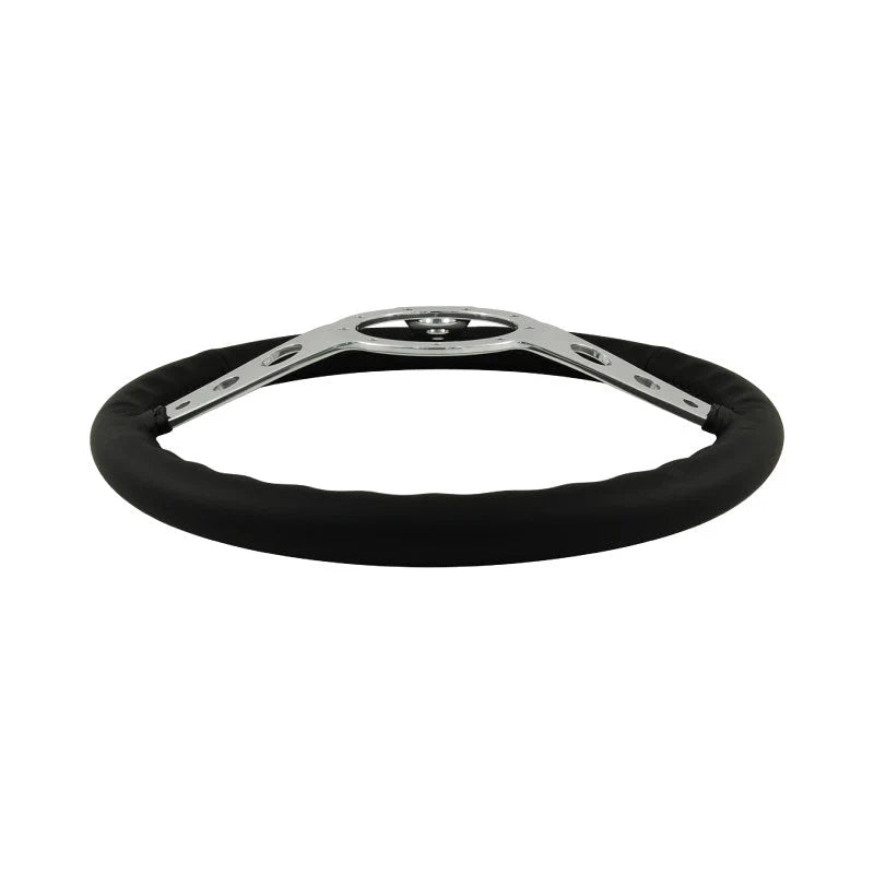 15″ Aluminium 9 Bolt Steering Wheel Black Leather Full-Wrap Slotted Spokes AAA-8063/159HOL