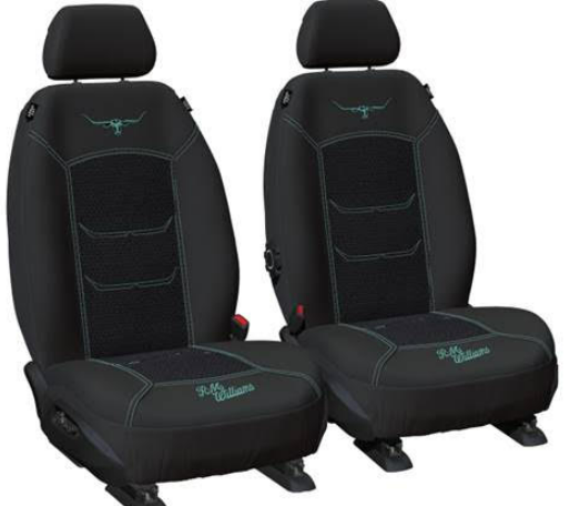 RM Williams Jacquard Aqua Front Car Seat Covers Airbag Safe Size 30 One Pair