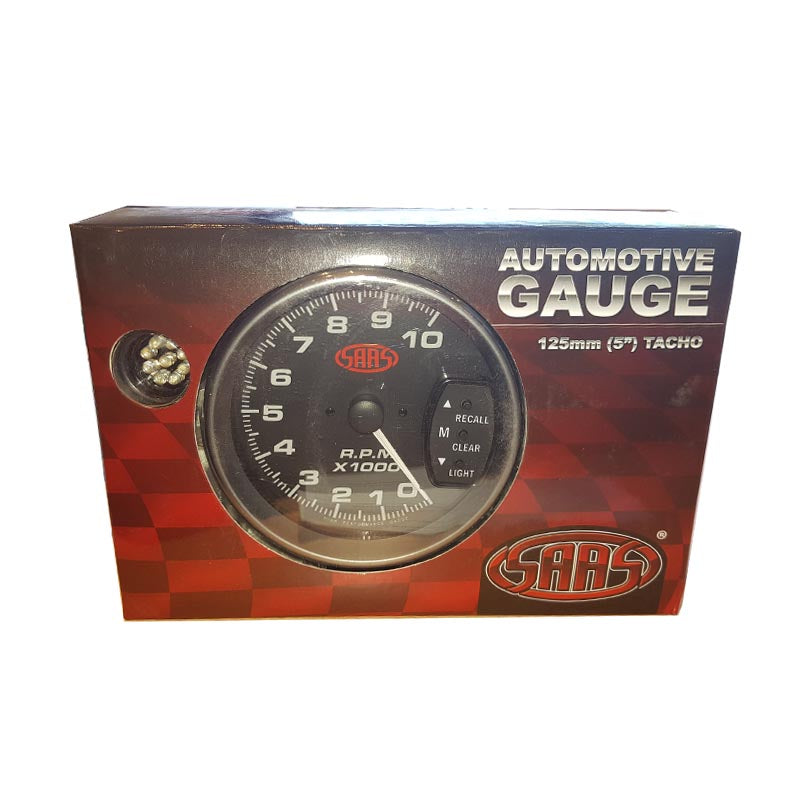 Saas 5 Inch Monster Tacho Tachometer Gauge Shift Light Black 10,000 RPM SG-TAC5B