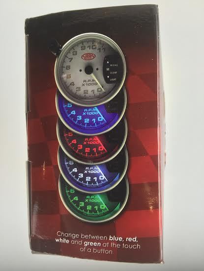 Saas 3 3/4 Inch Tacho Tachometer Gauge Led Shift Light Black 8,000 RPM SG-TAC334B