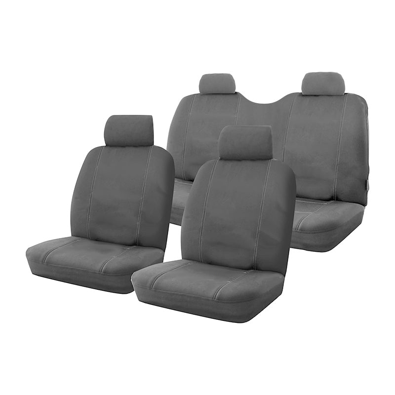 Custom Made Canvas Car Seat Covers Suits Nissan Navara D22 Dual Cab 4/1997-5/2015 Front + Rear Charcoal