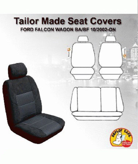 Custom Velour Seat Covers Suits Ford Falcon Wagon BA BF XT 10/2002-On Airbag Deploy Safe