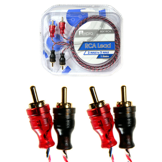 Bassix RCA Lead 1.0 Metre 2 male to 2 male Connectors BSX1RCA