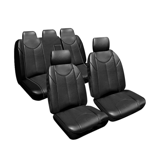 Custom Leather Look Seat Covers suits Toyota Camry ASV50R Altise/Atara/Hybrid Sedan 12/2011-8/2017 Black Bull BUL6849BLK