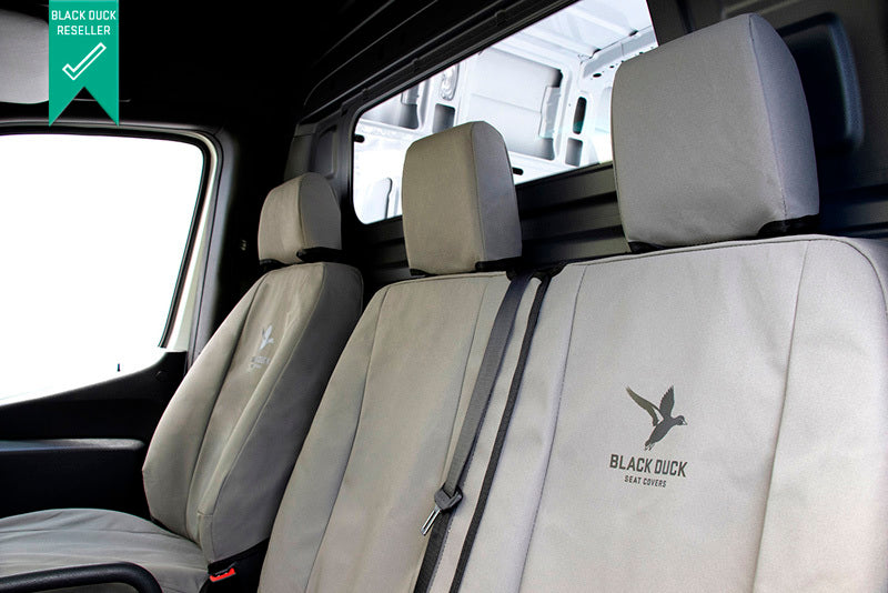Black Duck Canvas Seat Covers Suits Ford Transit VN Custom Van 1/2014-On Grey