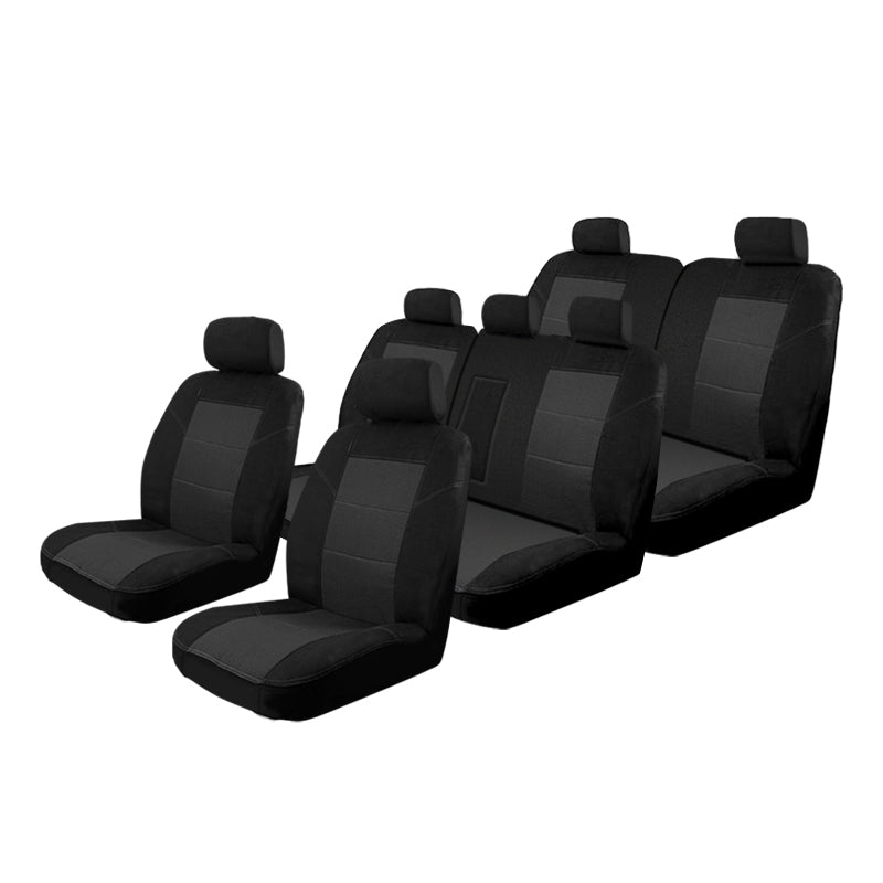 Esteem Velour Seat Covers Set Suits Toyota Fortuner 8/2015-On 3 Rows Black EST6927BLK
