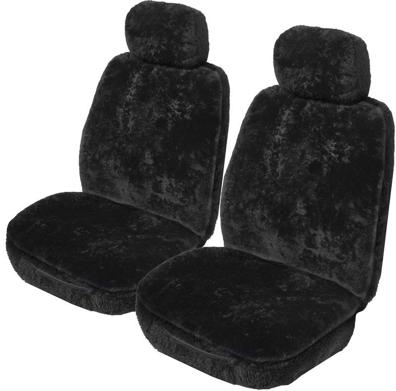 Sheepskin Seat Covers set suits Nissan X-trail Front Pair Drover 16mm Black