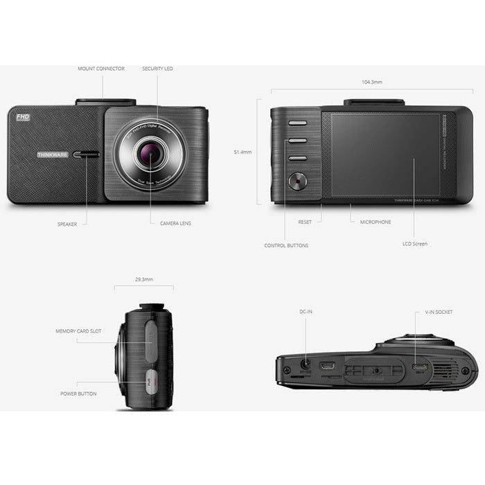Thinkware Dash Cam X550 Time Lapse Full HD 16GB Camera & Road Safety GPS Alert Warning