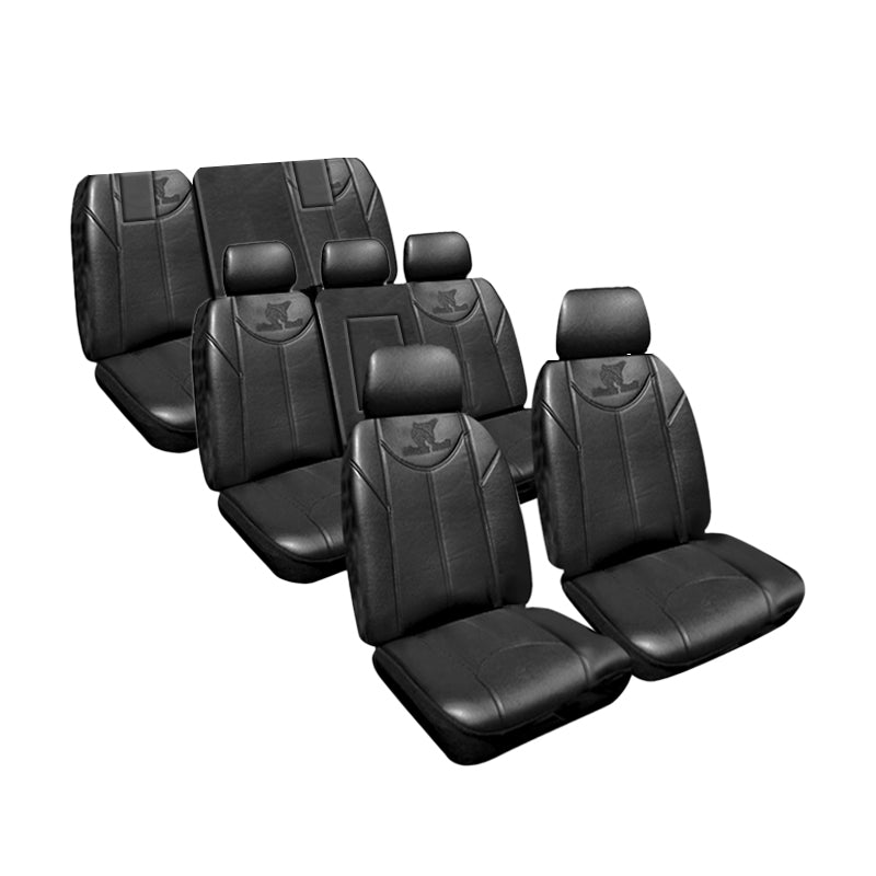 Custom Made Car Seat Covers Black Leather Look suits Toyota Landcruiser 200 Series GXL/GX 11/2007-7/2021 Airbag Safe