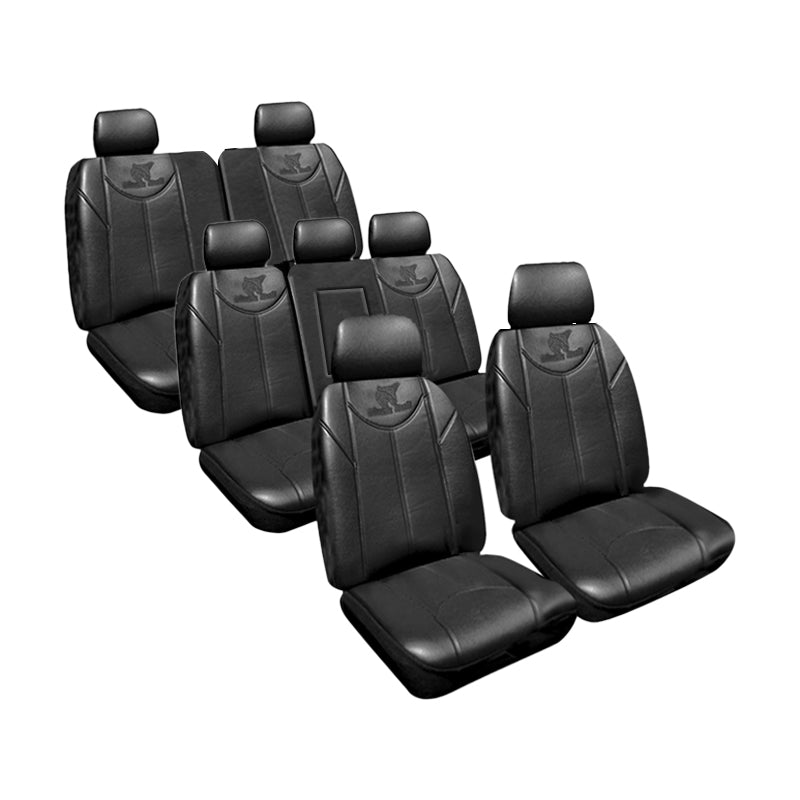 Custom Made Seat Covers Leather Look Black Set Suits Ford Everest 7/2015-5/2022 3 Rows