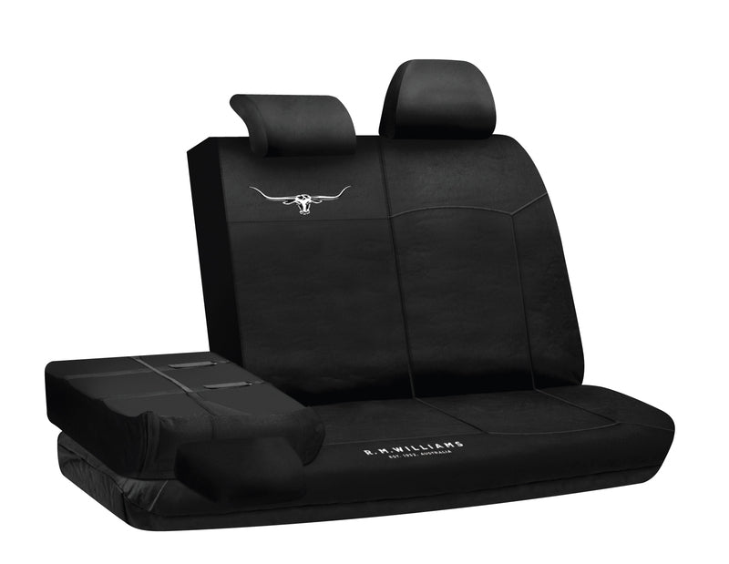 RM Williams Stockyard Canvas Waterproof Black Seat Covers Size 06 Rear Multi-zip
