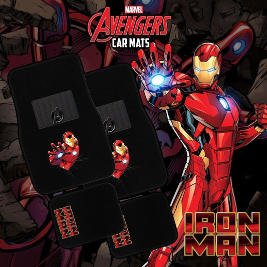 Marvel Avengers Car Floor Mats Black Set of 4 Iron Man