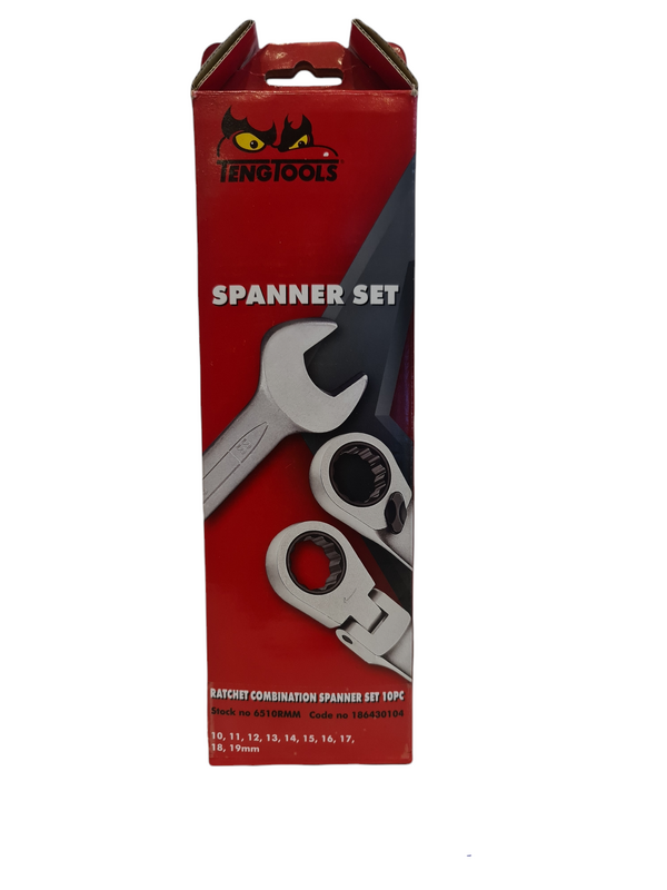 Teng Tools - Ratchet Ring Spanner Set 10 Piece 10-19mm 6510RMM