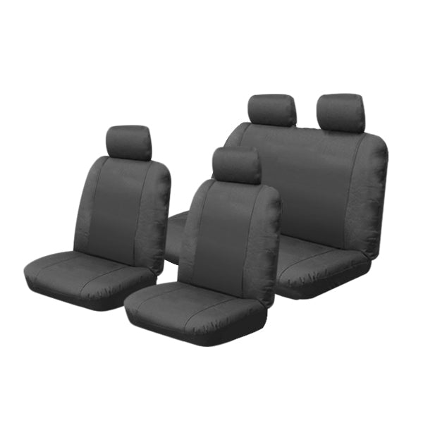 Custom Canvas Seat Covers Suits Mitsubishi Triton Dual Cab 2006-2015 Airbag Safe Charcoal CHMTRIO708