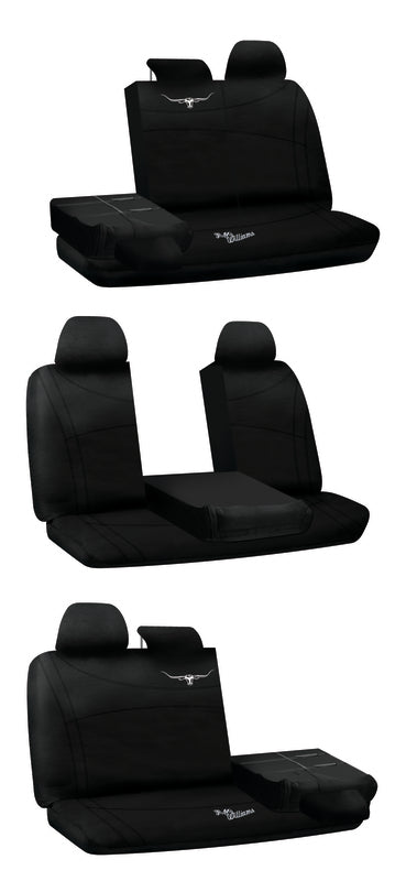 RM Williams Neoprene Black Seat Covers Size 06 Rear Multi-zip Universal Fit