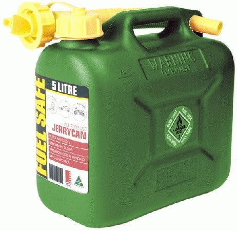 Fuel Safe' Heavy Duty Plastic Fuel Can 5 Litre Green Two Stroke JCAN5LGRE