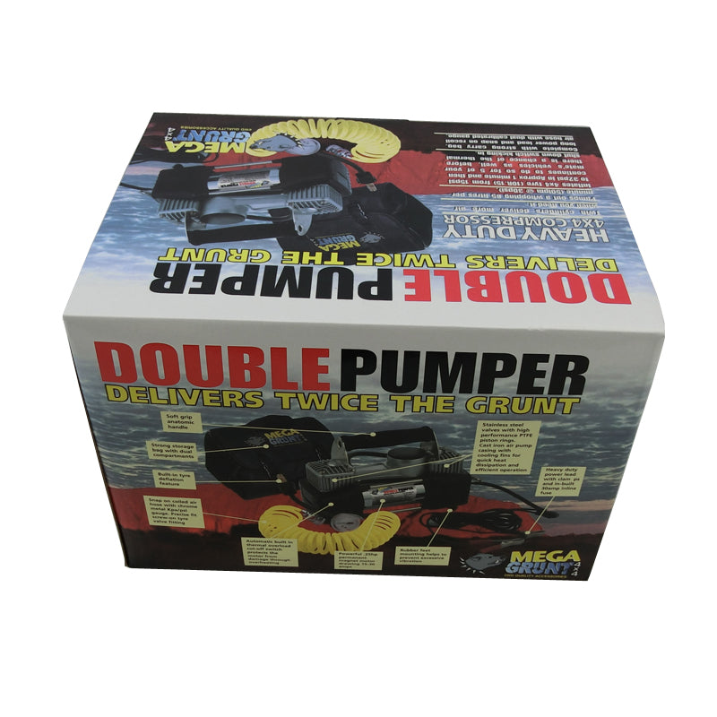 12V Mega Grunt Double Pumper 4WD 4x4 Air Compressor 200Psi Metal Pistons 85L/Min GC-400