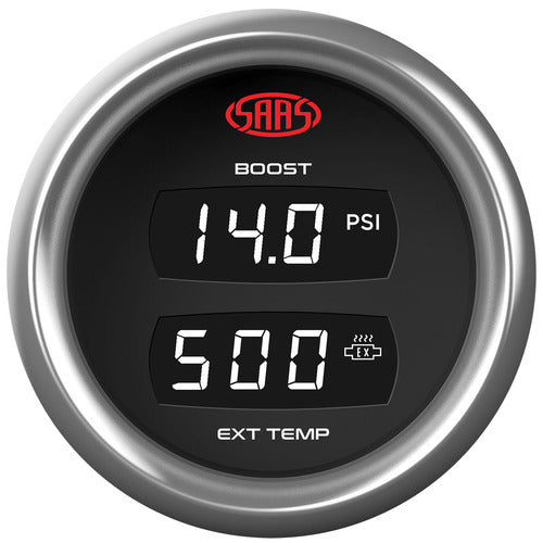 Saas 52mm 2 Inch Car Dual Digital Boost Gauge 0-30 Psi Exhaust Temperature 0°-900° TRAX SG911240