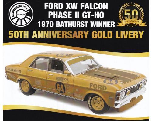 1:18 Classic Carlectables Suits Ford XW Falcon GT-HO Phase II 1970 Bathurst Winner 50th Anniversary Gold Livery 18727