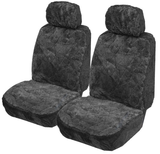 Explorer Diamond Pattern Sheepskin (Lambswool) Deploy-Safe Seat Covers Pair