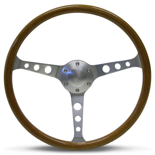 Saas 15in Wood Sports Steering Wheel ADR Approved Classic Brushed with Holes SW701BAW