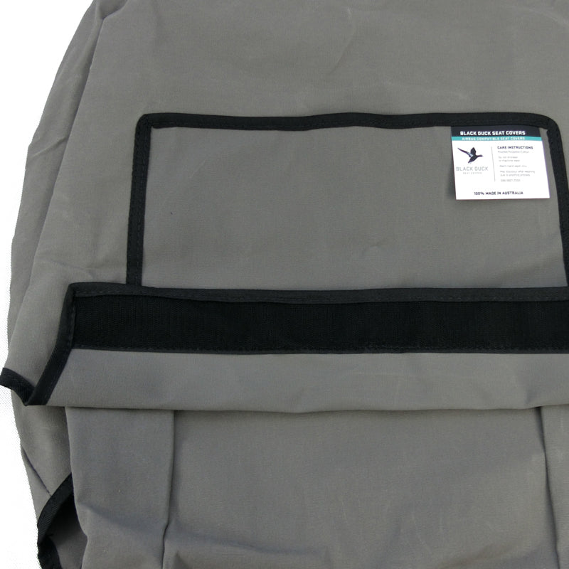 Black Duck Canvas Seat Covers Suits Hyundai Excavators 2009-On Grey