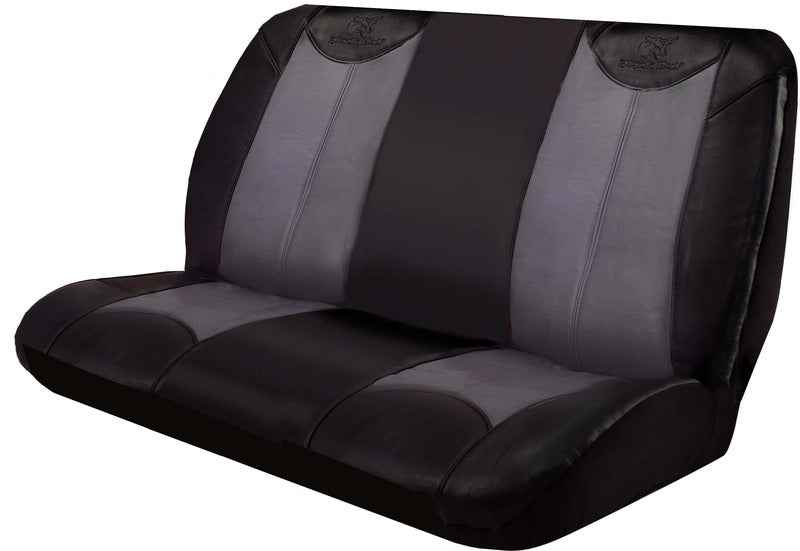 Black Bull Leather Look Seat Covers Universal Rear Size 06 - Black/Grey