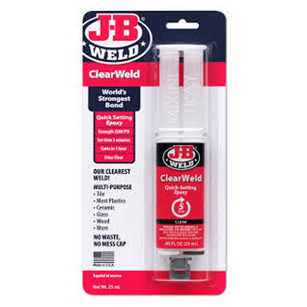 Jb J-B Weld Clear Weld Syringe Repair Bond Glue Epoxy JB50112 3200 PSI