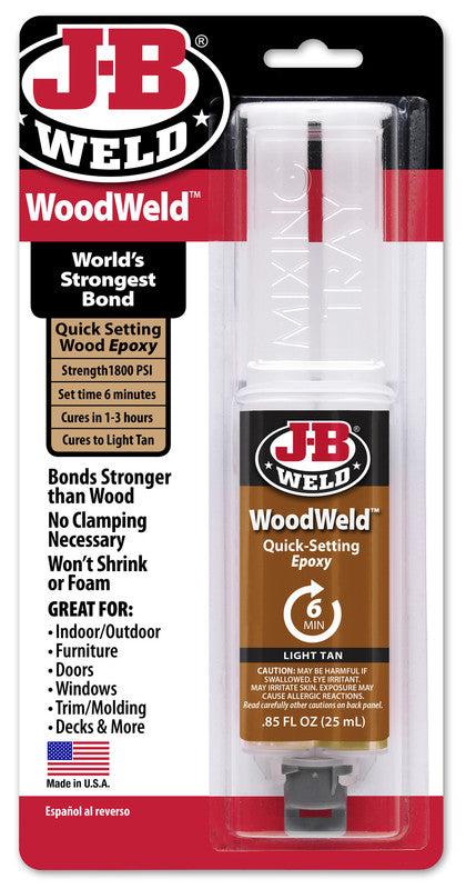 JB J-B Weld  Wood Weld Multi-purpose Two Part Epoxy Adhesive Syringe Mixer JB50151