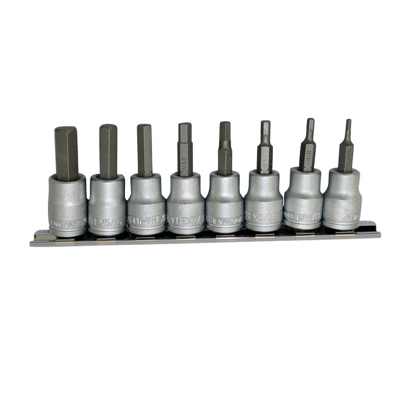 Teng Tools 3/8 inch Drive 9 Piece AF Hex Socket Set On Rail M3811