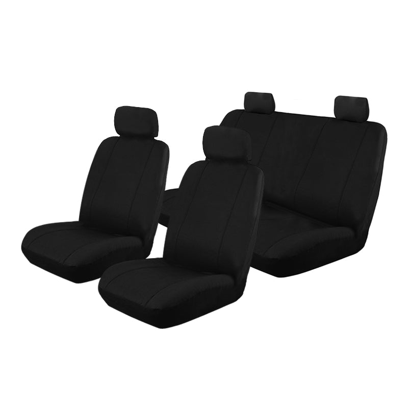 Canvas Seat Covers Suits Nissan Navara NP300 Series 1,2 Dual Cab 6/2015-10/2017 2 Rows Black