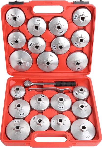 Oil Filter Removal Kit - 21Pc 1/2 Inch Cup Style Alluminium