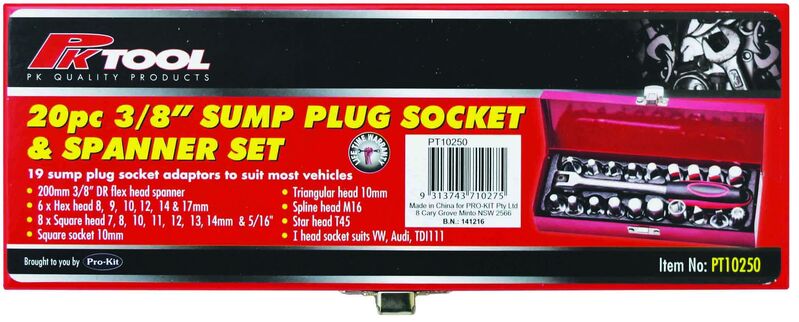 Sump Plug Wrench - 20Pc With 19 Sump Plug Adaptors