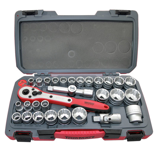 Teng Tools - 30 Piece 1/2 inch Drive Rosso Socket Set MM/AF T1230