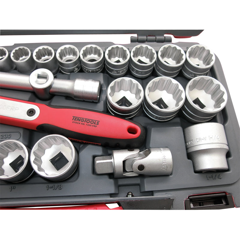 Teng Tools - 30 Piece 1/2 inch Drive Rosso Socket Set MM/AF T1230