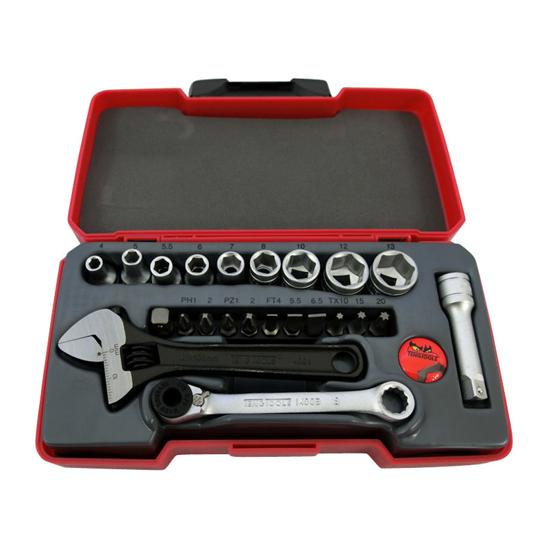 Teng Tools 23 Piece 1/4 inch Drive Socket Bit Tool Set T1423