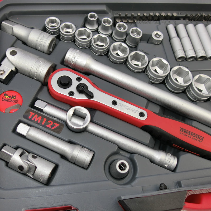 Teng Tools - 1/4, 3/8, 1/2" Drive 127 Pce Metric / AF Tool Kit TM127