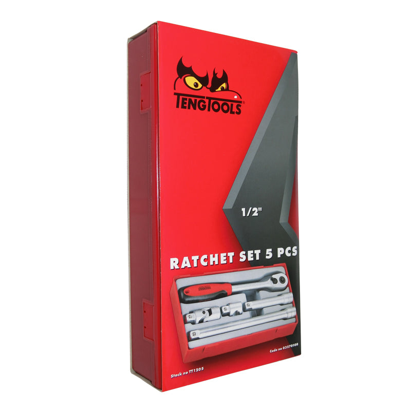 Teng Tools 5 Piece 1/2 inch Drive Ratchet Socket Accessory Set TT1205