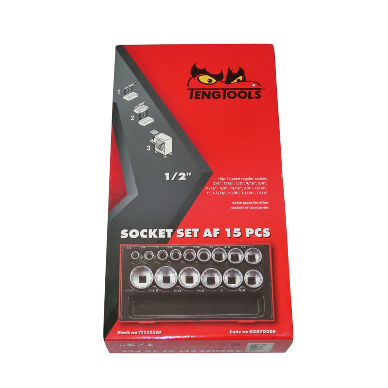 Teng Tools 15 Piece 1/2 inch Drive AF Socket Set TT1215AF