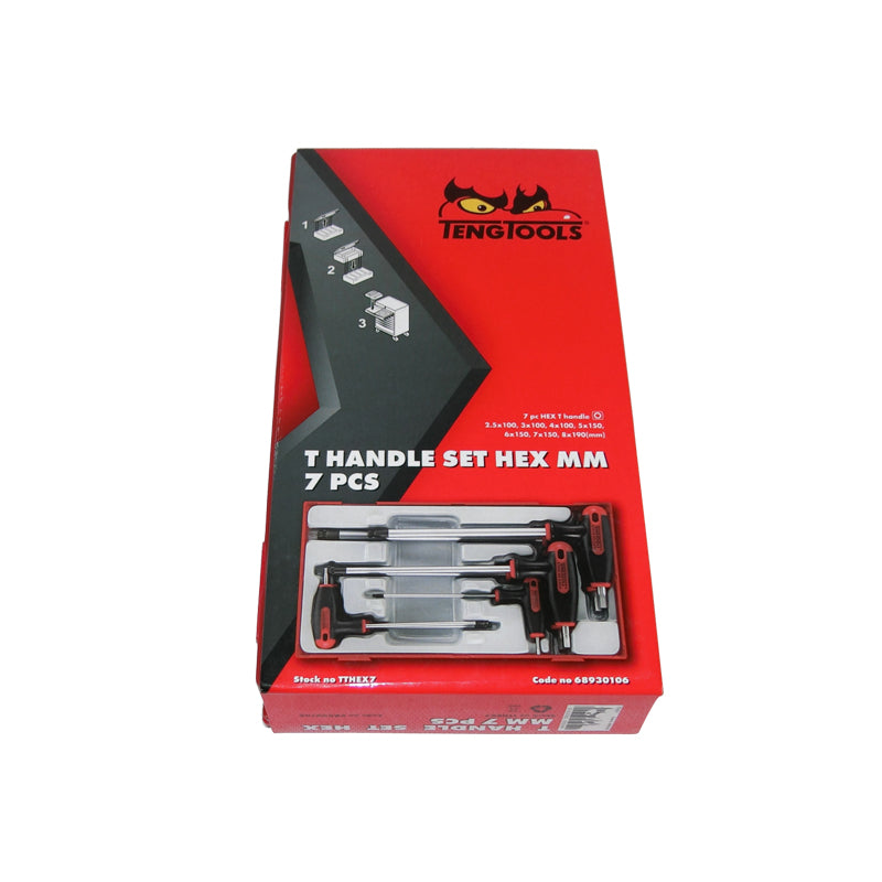 Teng Tools - 7 Piece Hex T-Handle T Handle Set 2.5-8mm TC-Tray TTHEX7