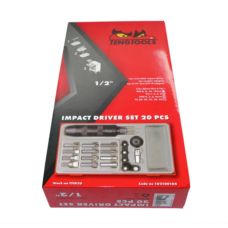 Teng Tools - 20 Piece 1/2 inch Drive Impact Driver Set TTID20 Industrial