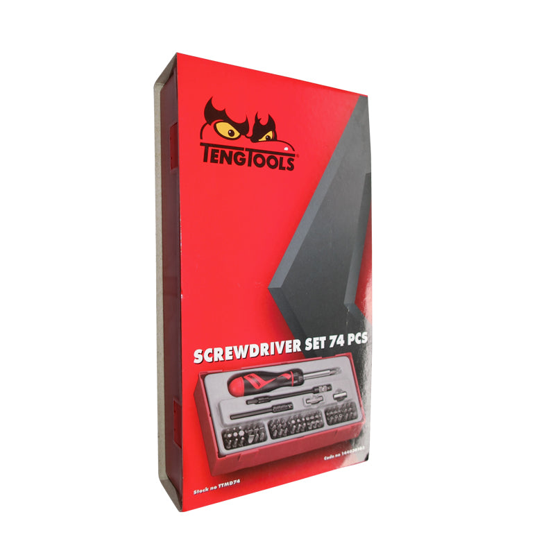 Teng Tools - 74 Piece Ratchet Screw Driver Security Bits Set Mega Drive TTMD74