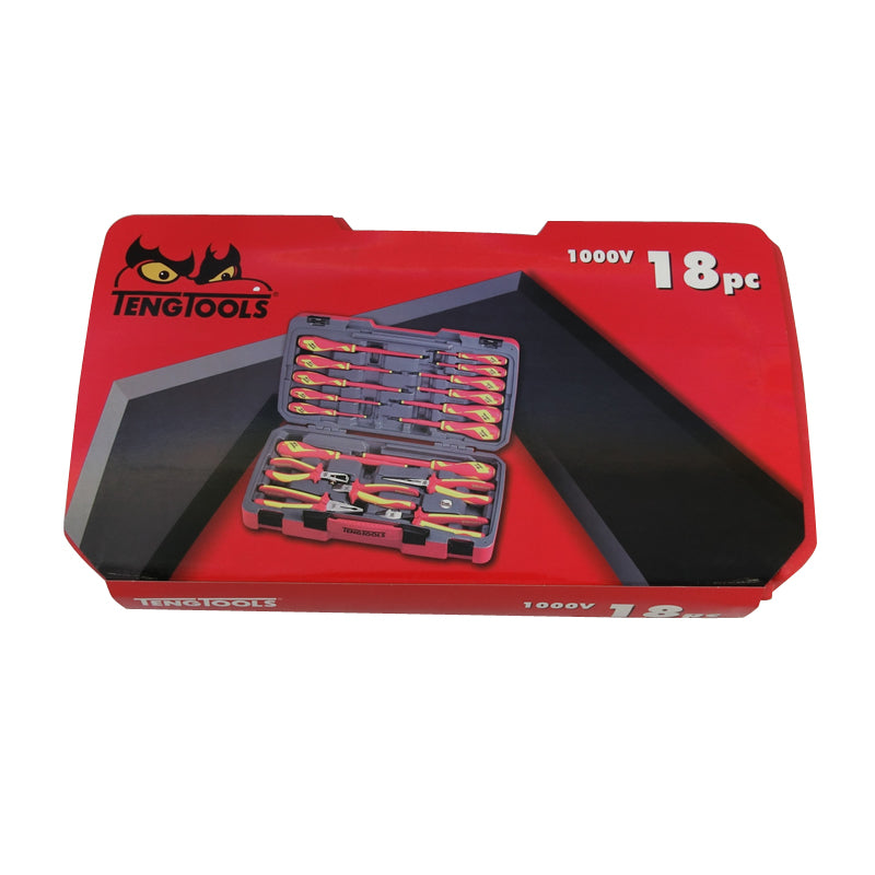 Teng Tools 18 Piece Insulated 1000 Volt Tool Kit Set Screwdriver Plier TV18N Electrician