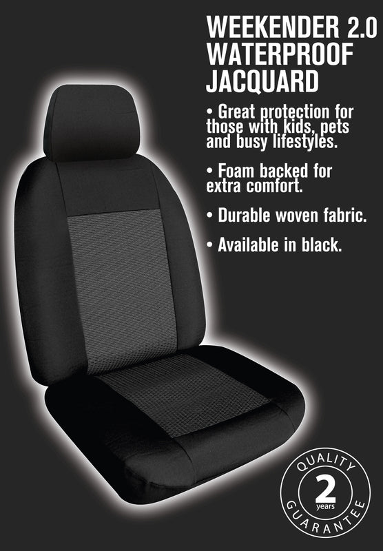 Weekender Jacquard Seat Covers Suits Ford Everest Trend/Titanium/Ambiente SUV (UA) 2015-5/2022 Waterproof