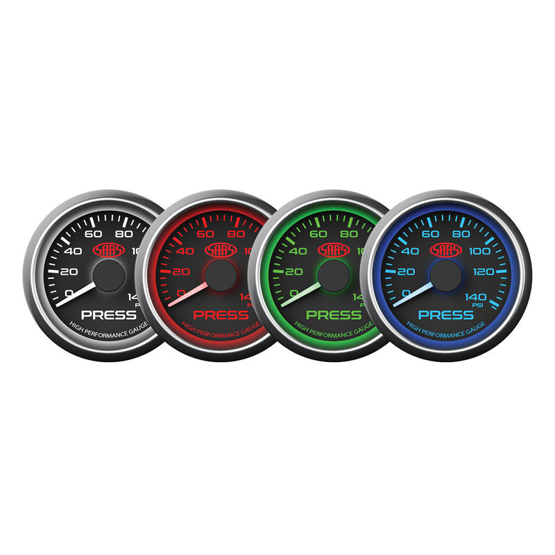 Saas 52mm 2 Inch Trans Oil Temp Gauge 60°-200° 52mm Muscle Series Black 12V SG-TT52B